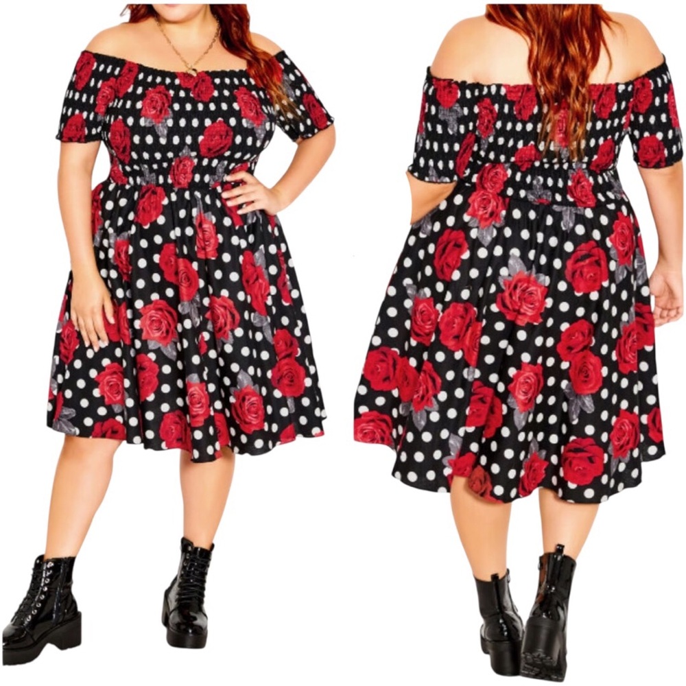 🔺Elegant Off-Shoulder Red Floral Dress🔺